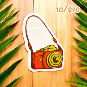 10 / $10 - Retro Camera with Strap Vinyl Sticker - Retro / Photography